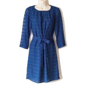 Ann Taylor Textured Semi-Sheer Mini Dress XS Blue Striped Lined  50off3